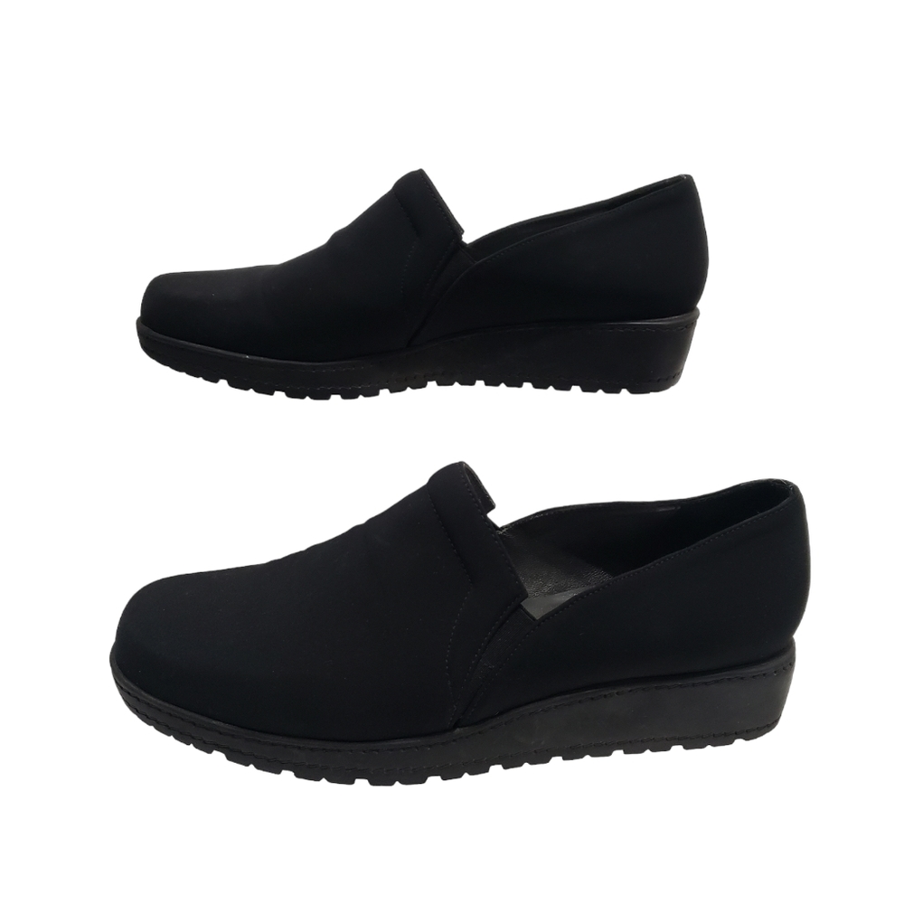 Stuart Weitzman Black Microfiber Wedge 8